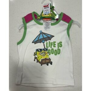 NOS Y2K SpongeBob SquarePants Tank Top "Life Is Good" Girls Xs‎ 4/5  Vtg Walmart